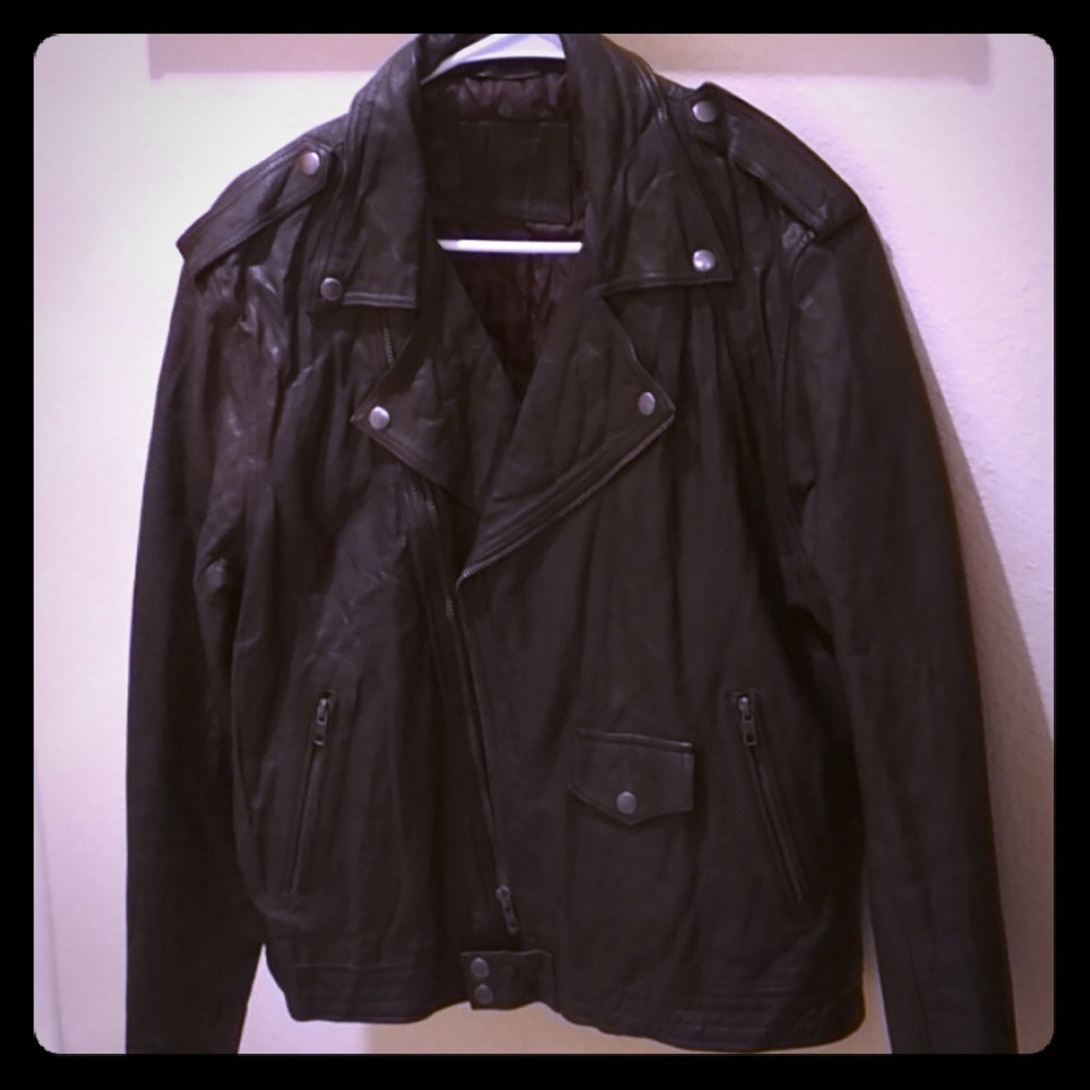 Asos vintage leather biker jacket